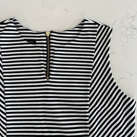 Talbots Slvless Striped Round Neck w Split V Cotton Modal Top Black & White Sz S - Picture 3 of 10